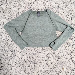 Victoria’s Secret PINK Active Seamless Long Sleeve Crop Top - Heather‎ Green